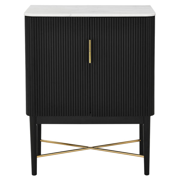 Vida Black - Marble Top Wine Cabinet - White / Black