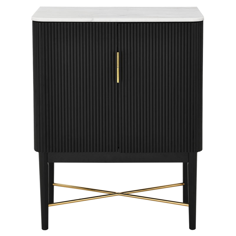 Vida Black - Marble Top Wine Cabinet - White / Black