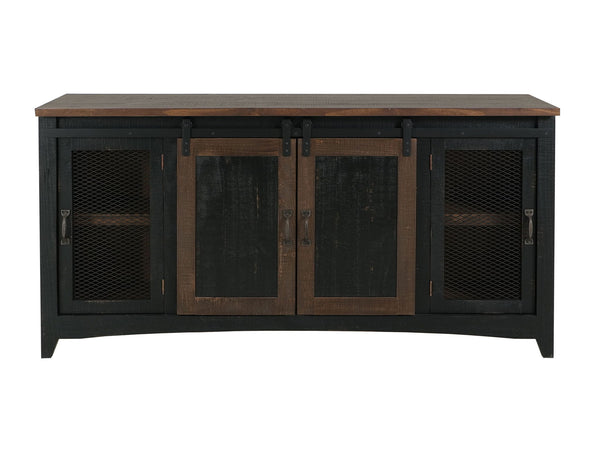 Pueblo Black - TV Stand / Console / Wall Unit - Black / Medium Brown