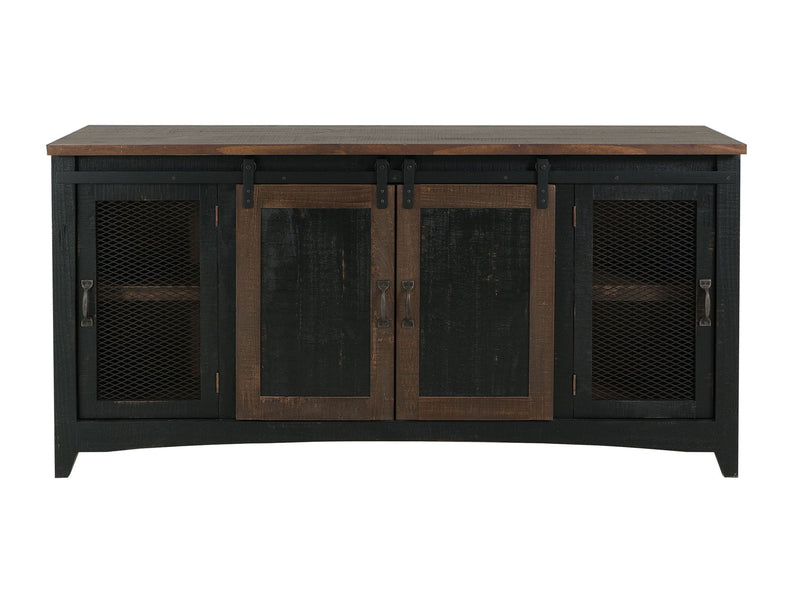 Pueblo Black - TV Stand / Console / Wall Unit - Black / Medium Brown