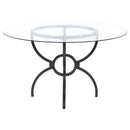 Aviano - Round Glass Top Metal Dining Table - Gunmetal