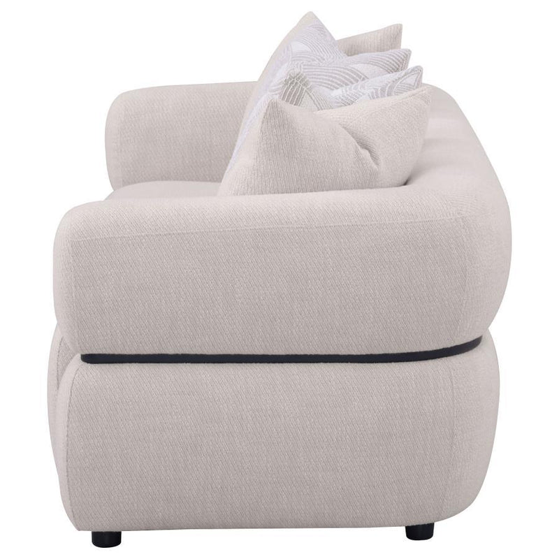 Jeanette - 84" Fabric Upholstered Round Arm Sofa - Beige