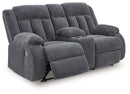 Observation - Double Reclining Power Loveseat With Console - Steel