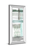 Cross Stitch Panel II By Grace Popp Mirror Framed Print Wall Art - Blue