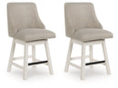 Robbinsdale - Upholstered Swivel Curved Back Barstool (Set of 2) - Antique White