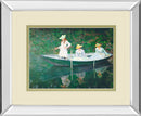 The Boat At Giverny By Claude Monet - Mirror Framed Print Wall Art - Green