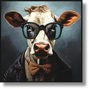 Hipster Bowtie Bovine - 25" x 25" Framed Wall Art