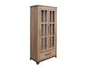 Natural Parota 2 Glass Doors and 1 Drawer, Cabinet
