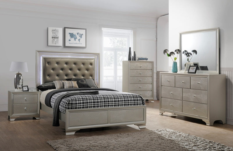 Crown Mark Lyssa 6 Drawer Dresser in Embossed Crocodile Pattern