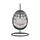 Playa - Swing Egg Chair With Base And Pillar - Dark Gray / Beige