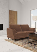 Selma - Velvet Upholstered Crescent Arm Loveseat - Rust