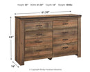 Trinell - Six Drawer Dresser - 61.34" x 15.98" x 42.99" - Brown Dark