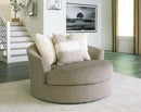 Creswell - Oversized Swivel Accent Chair - Stone