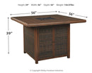Paradise Trail - Square Bar Table w/Fire Pit - Medium Brown