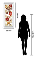 Floral Pop Panel Il By Mo Mullan - Mirror Framed Print Wall Art - Red