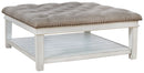 Kanwyn - Uph Ottoman Cocktail Table - Whitewash