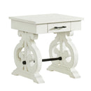 Stone - Occasional Square Side Table With PU Base - White