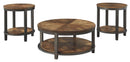 Roybeck - Occasional Table Set (Set of 3) - Light Brown / Bronze