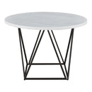 Steve Silver Ramona White Marble Top Round Dining Table in Deep Bronze