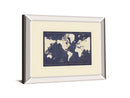 Blueprint World Map V2 By Sue Schlabach Mirrored Frame - Blue
