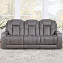 Daniel - Triple Power Leather Theater Sofa - Gray