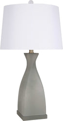 "Sage Elegance" Art Glass Table Lamp (Set of 2) - Frosted Sage Green / Frosted Crystal
