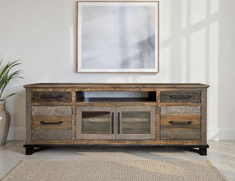 Loft Brown - 76" TV Stand / Console With 2 Drawers / 4 Doors - Two Tone Gray / Brown