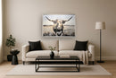 Dusted Plains Longhorn - 32" x 47" Framed Wall Art - Beige