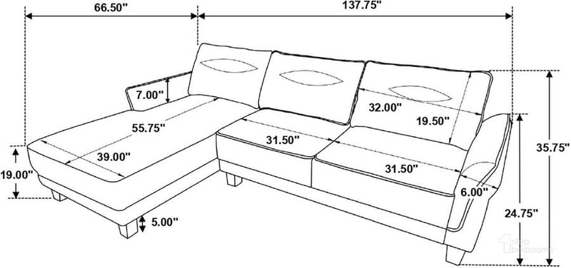 Caspian Upholstered Curved Arms Sectional Sofa - Austin's Furniture Depot (Austin,TX)