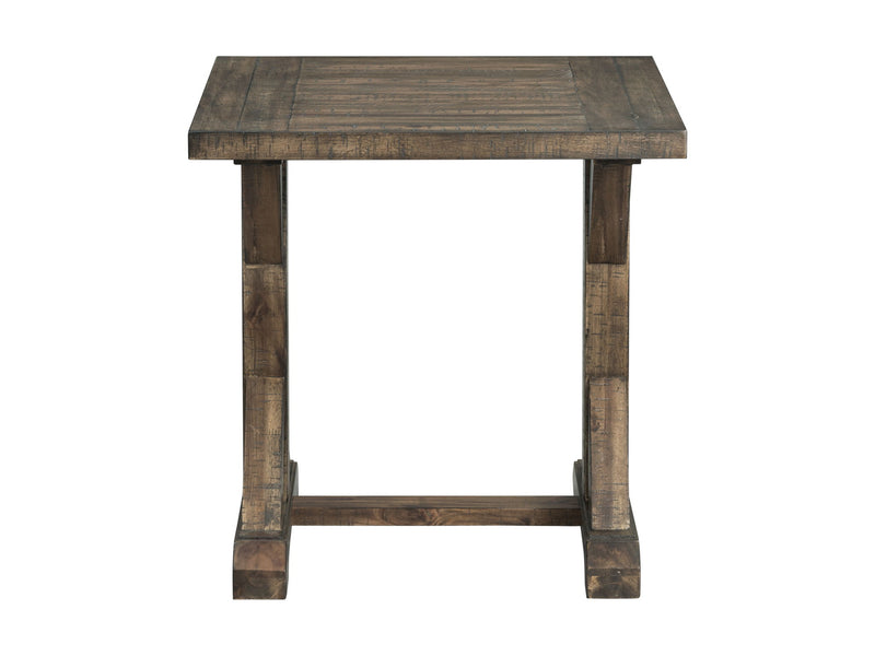 Finn - 3 Piece Accent Trestle Table Set-Coffee Table & Two End Tables - Dark Walnut