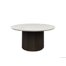 Sylvie - Round Table With White Faux Marble Top And Base