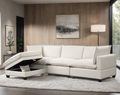 Cloud2 Linen Stationary Sectional with Storage Ottoman