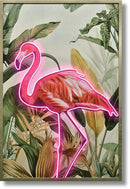 Electric Flamingo Oasis - 33" x 48" Framed Wall Art