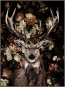 Majestic Stag Florals - 36" x 48" Framed Wall Art