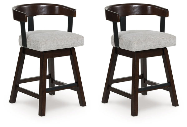 Haddigan - Dark Brown - Upholstered Swivel Barstool (Set of 2)