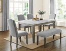 Steve Silver Emily White Marble Top Dining Table in Mossy Grey