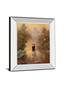 Walk In The Park I By T.C. Chiu - Mirror Framed Print Wall Art - Dark Brown