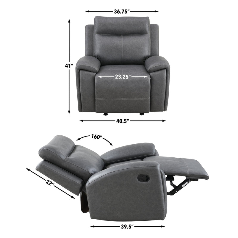 Gaston - Manual Recliner - Gray
