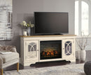 Realyn - 2 Pc. - 74" TV Stand with Electric Infrared Fireplace Insert - Chipped White