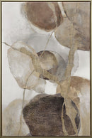 "Ethereal Whispers II" Hand-Embellished Canvas In Frame - Beige / Brown / Gold