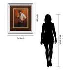 Sax Man By Delancy - Mirror Framed Print Wall Art - Orange