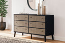 Charlang - Six Drawer Dresser - Black / Gray