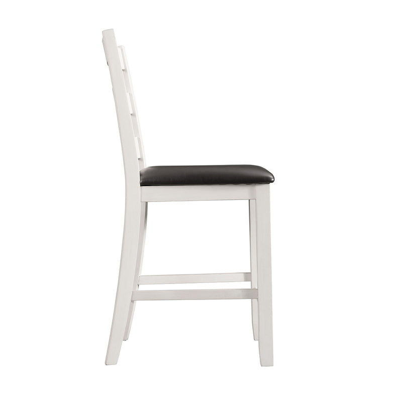 Martin - Counter Side Chair With Black PU (Set of 2) - White Finish