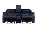 Steve Silver Valencia Dual Power Leatherette Reclining Console Loveseat in Ocean Blue