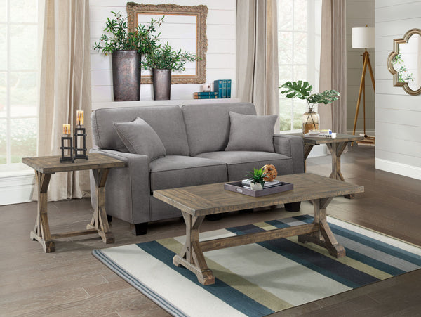 Finn - 3 Piece Accent Trestle Table Set-Coffee Table & Two End Tables - Dark Walnut