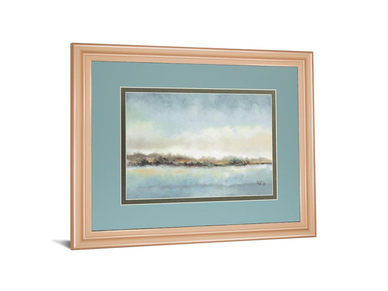 Calm Horizon By Tita Quintero - Framed Print Wall Art - Blue