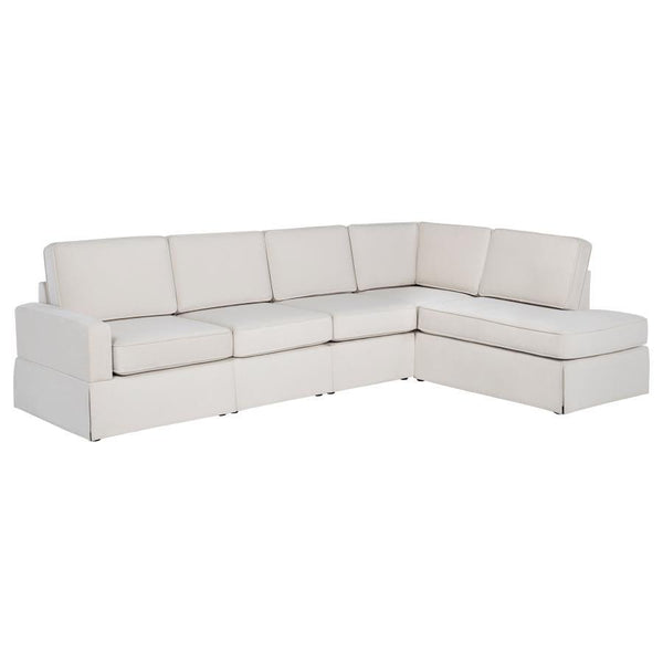 Delmar - Velvet Upholstered Sectional Sofa Skirted Base - Latte