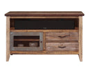 Antique Multicolor 52"TV Stand w/2 drawers and 1 iron mesh door