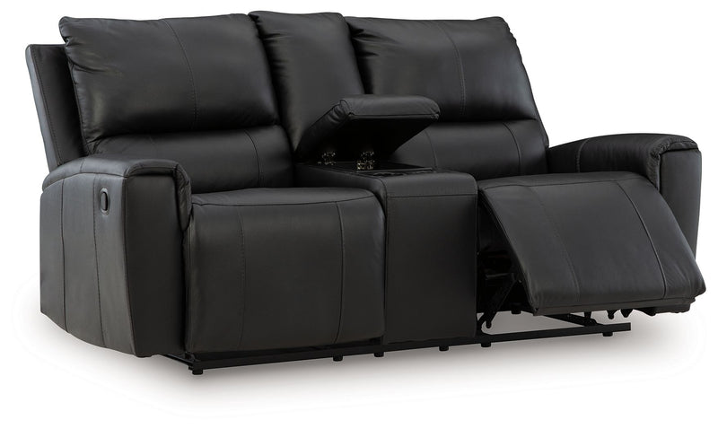 Glossmore - Black - Reclining Loveseat With Console