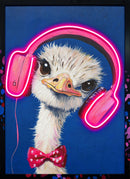 Electric Groove Ostrich - 21" x 29" Framed Wall Art